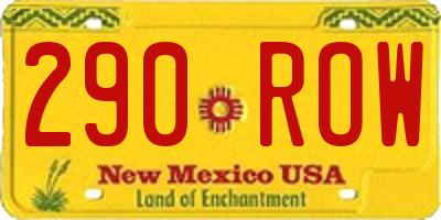 NM license plate 290ROW