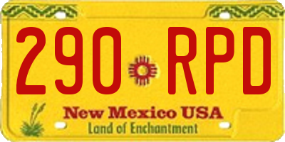 NM license plate 290RPD