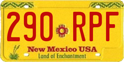 NM license plate 290RPF