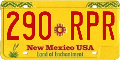 NM license plate 290RPR