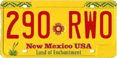 NM license plate 290RWO