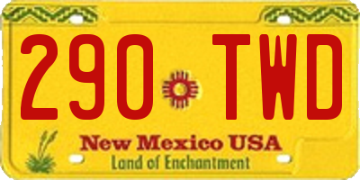 NM license plate 290TWD