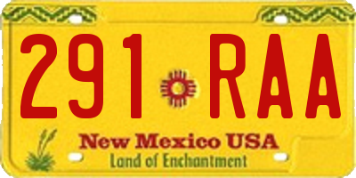 NM license plate 291RAA