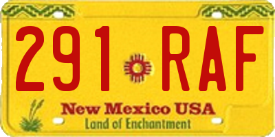 NM license plate 291RAF