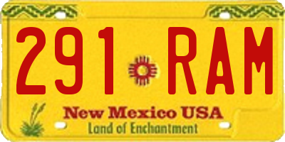 NM license plate 291RAM