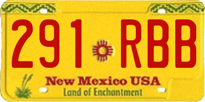 NM license plate 291RBB