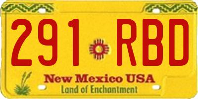 NM license plate 291RBD