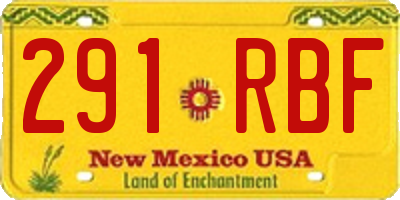 NM license plate 291RBF