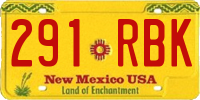NM license plate 291RBK