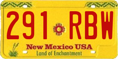 NM license plate 291RBW