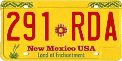 NM license plate 291RDA