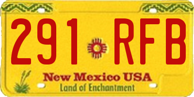 NM license plate 291RFB