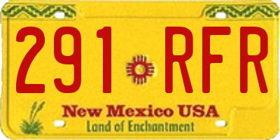 NM license plate 291RFR