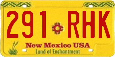NM license plate 291RHK