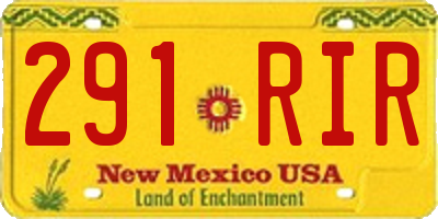 NM license plate 291RIR