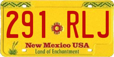 NM license plate 291RLJ