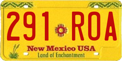 NM license plate 291ROA