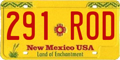 NM license plate 291ROD