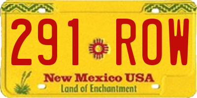 NM license plate 291ROW