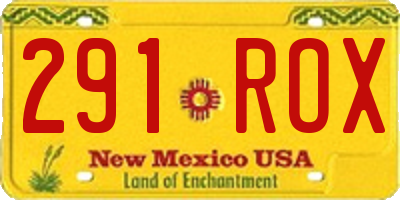 NM license plate 291ROX