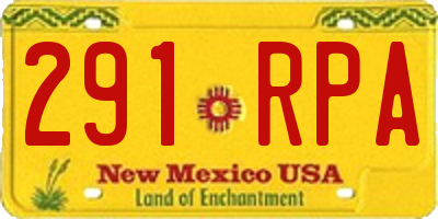 NM license plate 291RPA