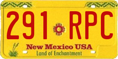 NM license plate 291RPC