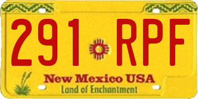 NM license plate 291RPF