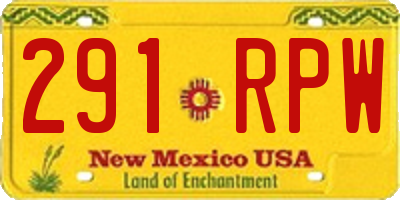 NM license plate 291RPW