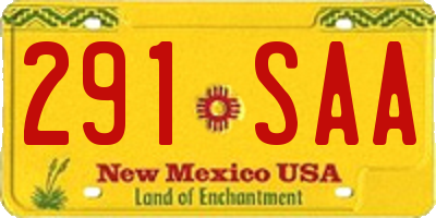 NM license plate 291SAA