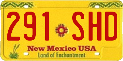 NM license plate 291SHD