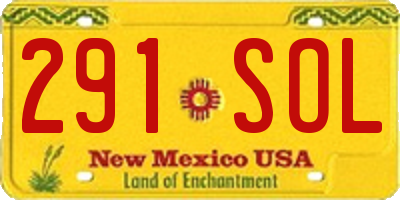 NM license plate 291SOL