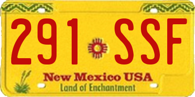 NM license plate 291SSF