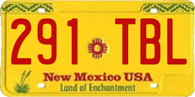 NM license plate 291TBL