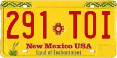 NM license plate 291TOI