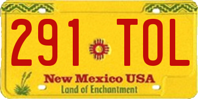 NM license plate 291TOL