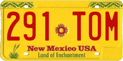 NM license plate 291TOM