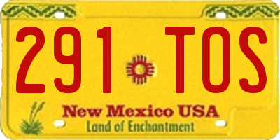 NM license plate 291TOS