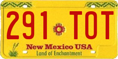 NM license plate 291TOT