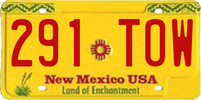 NM license plate 291TOW