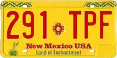 NM license plate 291TPF