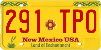 NM license plate 291TPO