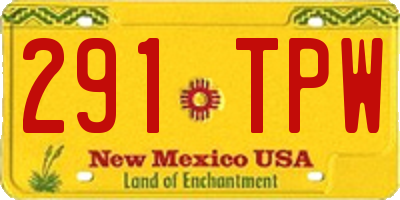 NM license plate 291TPW