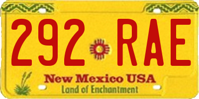 NM license plate 292RAE