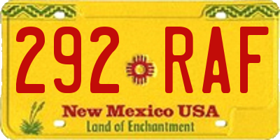 NM license plate 292RAF