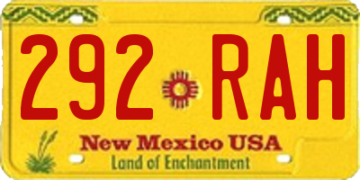 NM license plate 292RAH