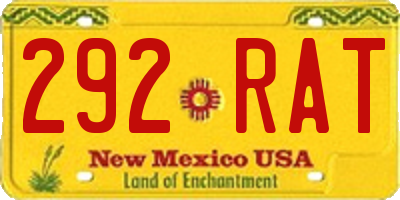 NM license plate 292RAT
