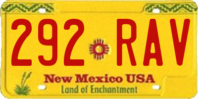 NM license plate 292RAV