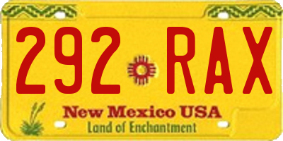 NM license plate 292RAX