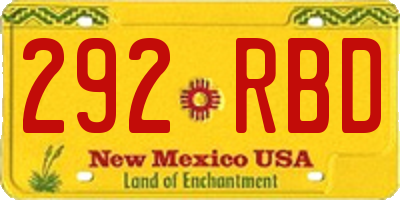 NM license plate 292RBD