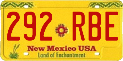 NM license plate 292RBE